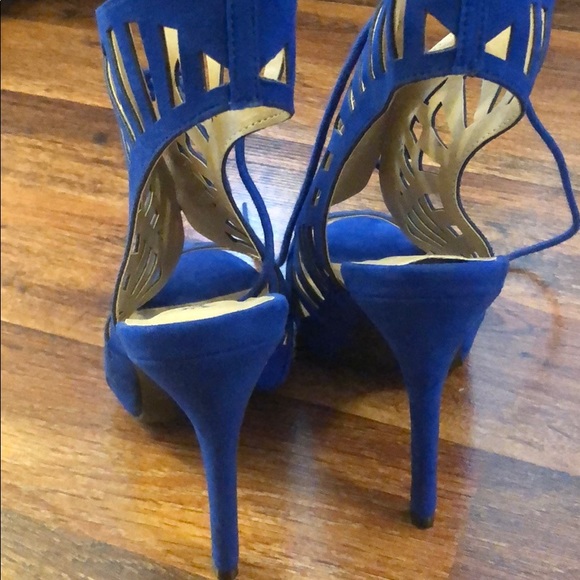 Blue Lace Up Heels - Picture 2 of 4